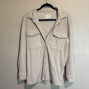 All:Row Ribbed Cream Shacket